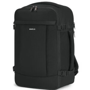 ECOHUB 20L für Ryanair Handgepäck 40x20x25, Diebstahlsicher Handgepäck Rucksack, 3D Laptop Rucksack Wasserdicht, Recycelt ReiserucksackHandgepäck Flugzeug für Damen Herren, Patent Anhängig(Schwarz)
