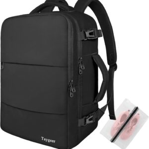 Taygeer Ryanair Handgepäck 40x30x20, Rucksack Handgepäck Flugzeug 24L Leicht, Rucksack 40x30x20 mit 15.6 Zoll Laptopfach, Klein Reiserucksack für Weekender, Kurze Tirp, Schwarz