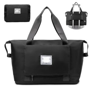 ARJDXDP Reisetasche Damen, Airlines Untersitz-Kabinentasche, Weekender Damen Reisetasche Wasserdicht Travel Bag Duffle Bag Fitnesstasche Lila (schwarz)