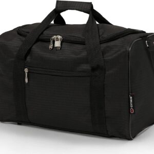 5 Cities 40x20x25cm Ryanair Maximale Untersitz Leichte Flugtasche Handgepäck Tasche für Flugzeug 40x20x25 - Passt auch für Wizz Air (Schwarz)