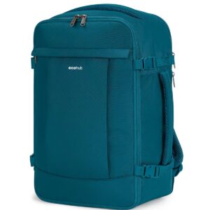 ECOHUB 20L für Ryanair Handgepäck 40x20x25, Diebstahlsicher Handgepäck Rucksack, 3D Laptop Rucksack Wasserdicht, Recycelt ReiserucksackHandgepäck Flugzeug für Damen Herren, Patent Anhängig(Blau Grün)