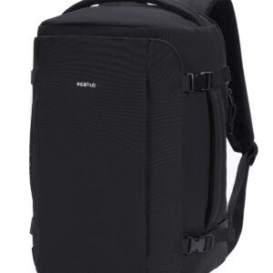 ECOHUB Ryanair Handgepäck 40x20x25 Rucksack, 20L Reiserucksack für Flugzeug, 14-Zoll Laptop Rucksack mit Tiefe, PET-Recycelte Wasserdichter Backpack für Herren & Damen, Patent Anhängig(Schwarz)