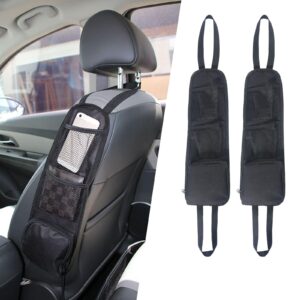 URAQT Auto Organizer, Autositz-Seitenorganisator, Faltbare Auto Aufbewahrungstasche Netztaschen, Multifunktionale Autositz Aufhängetasche mit Mehreren Taschen für LKW, Van, SUV (Schwarz) (2 Stücke)