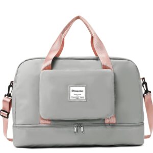 Airlines Untersitz-Kabinentasche, 50 x 32 x 28,5 cm, faltbar, Reisetasche, Handgepäck, Übernachtung, für Damen und Herren (mit Schultergurt), grau, Freizeit, Reisen
