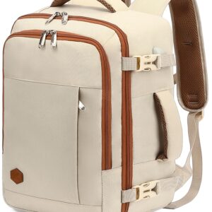 VANKEV für Ryanair EasyJet Eurowings Wizz Air Handgepäck 40x30x20 Handgepäck Tasche 24L Reiserucksack Klein 15.6 Zoll Laptop Rucksack BEIGE
