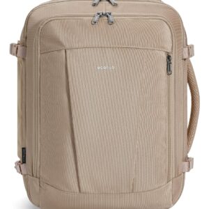 ECOHUB Handgepäck Rucksack Unter-Sitz, Ryanair Easyjet Personal Item Rucksack mit 13 Taschen, Leichter Reiserucksack aus Recyceltem PET für Flugreisen, Damen Herren, 40x30x20 cm 24L(Hellbraun)