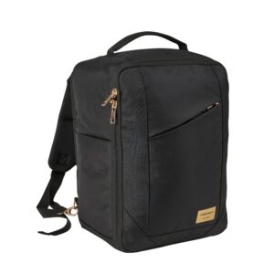 Cabin Max Manhattan 40x30x20 cm Handgepäck Rucksack – 24 L Reiserucksack aus recyceltem RPET – Wizz Air & Ryanair Untersitz Tasche – Flugzeug Handgepäck Backpack für Reisen (Schwarz/Gold)