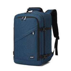 KONO Ryanair Handgepäck 40x20x25, Handgepäck Rucksack, Kabinenrucksack für Flugzeug, Reiserucksack mit 180° Öffnung, Organizerfach, Gepäckgurt und Atmungsaktivem Rücken (40 x 20 x 25 cm, Marineblau)