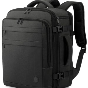 VANKEV Eurowings Ryanair EasyJet Wizz Air Handgepäck Erweiterbar 40x30x20 bis 40x30x25, 24L bis 30L, Sitzunter Rucksack für Reisen passt zu 15,6 Zoll Laptops dunkelgrau