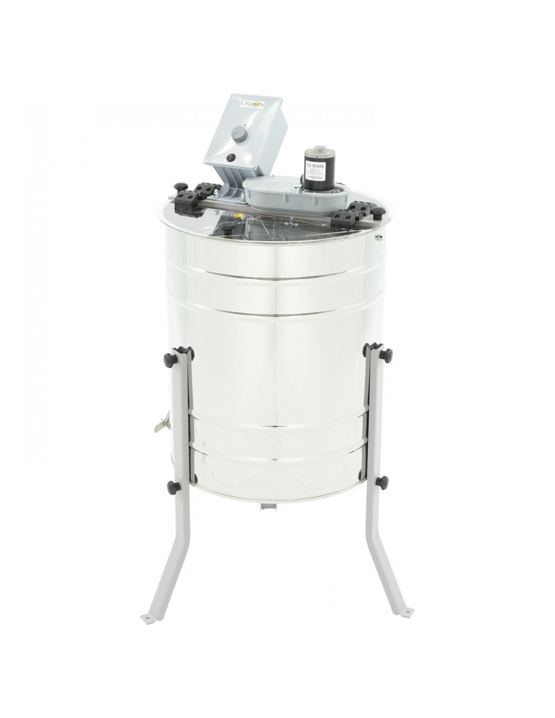 LYSON 4 Waben Honigschleuder Diagonalschleuder elektrischer Antrieb 230V Ø500 DNM Zander LN Honeyextractor mit rostfreiem Ventil Tangentialschleuder für 4 Rähmchen DNM, LN, Zander MINIMA LINE