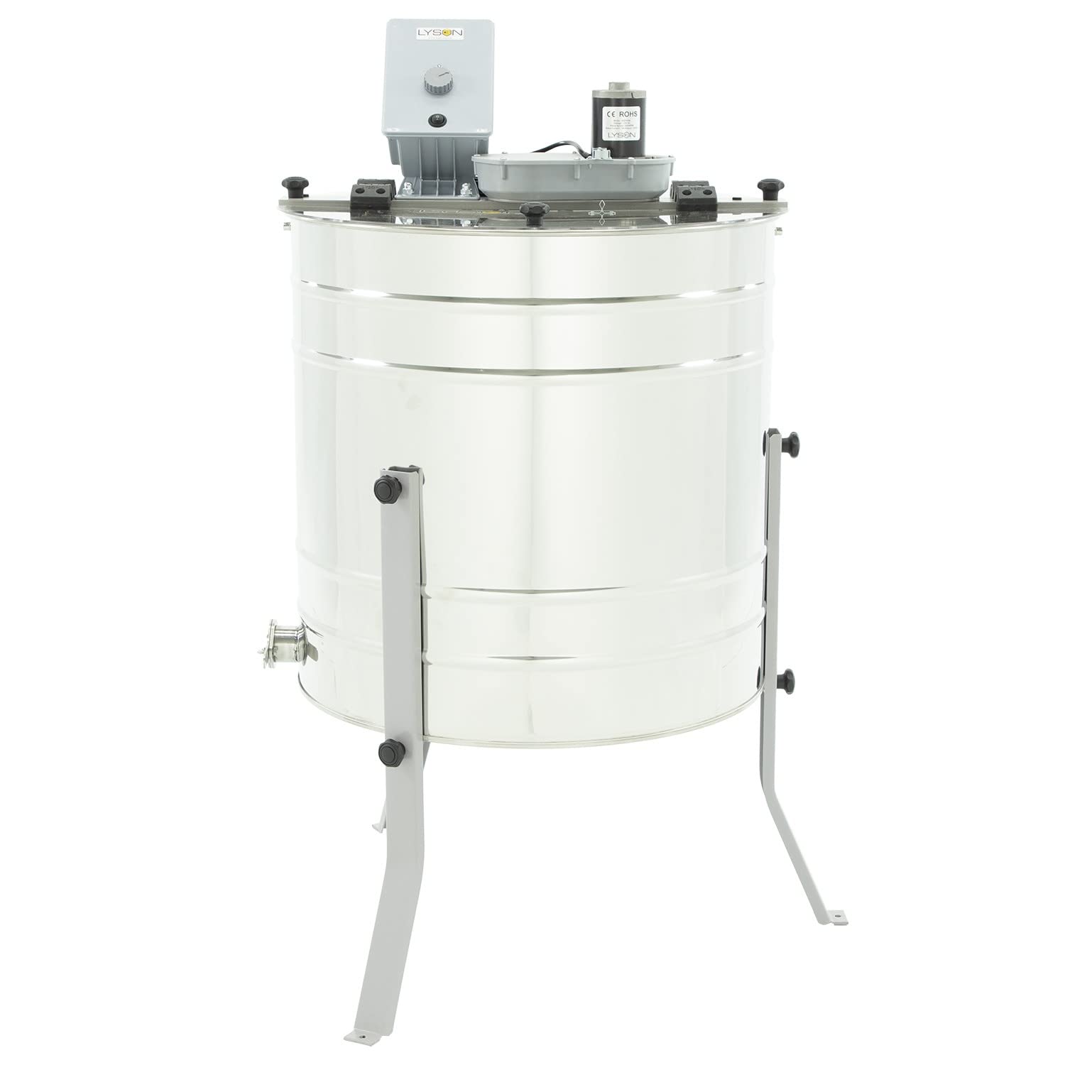 LYSON 4-Waben Honigschleuder Diagonalschleuder Ø600 mit elektrischem Antrieb Honeyextractor Tangentialschleuder für 4 Rähmchen Universal Edelstahl Imkerei Bienenzüchter Zubehör MINIMA LINE