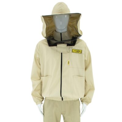 LYSON Imkerjacke mit abnehmbarem Hut, Imkerbluse mit Schleier, Schutzhemd für Imker Beekeeping Jacket Schutz gegen Bienen Insekten Imkerbekleidung Grösse XXL Imkereibedarf Imkerzubehör