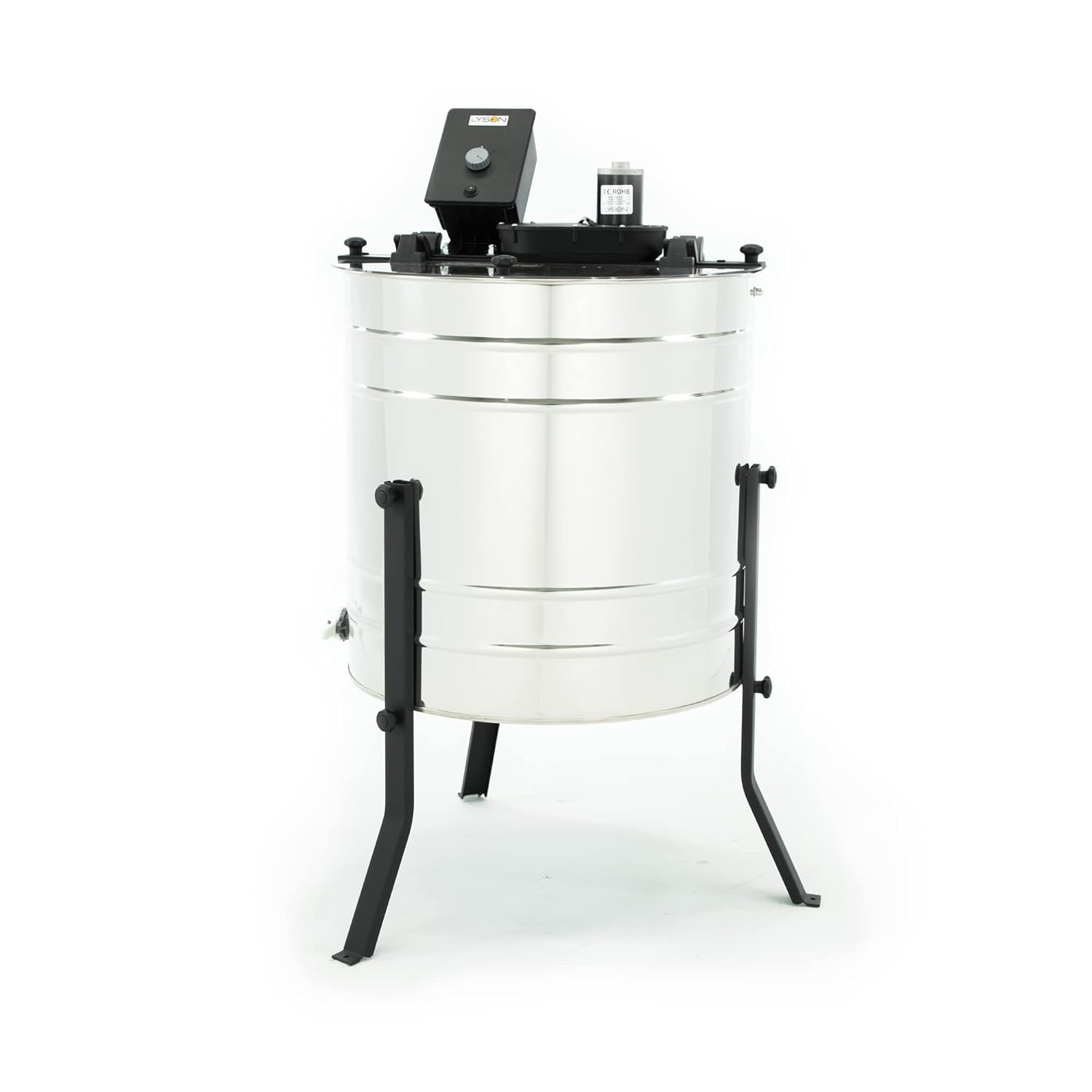 LYSON 4-Waben Honigschleuder Diagonalschleuder Ø600 mit elektrischem Antrieb Honeyextractor Tangentialschleuder für 4 Rähmchen Universal Edelstahl Imkerei Bienenzüchter Zubehör BASIC LINE