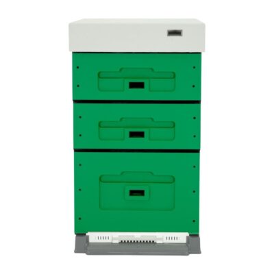 LYSON Bienenbeute Styropor Dadantbeute Dadant Blatt Beute OPTIMA Bienenstock-Set mit niedrigem Varroa-Kunststoffboden (GRÜN-GRAU) für die Selbstmontage (Passende Rahmen:47×43,5x30cm;47×43,5x15,9cm)