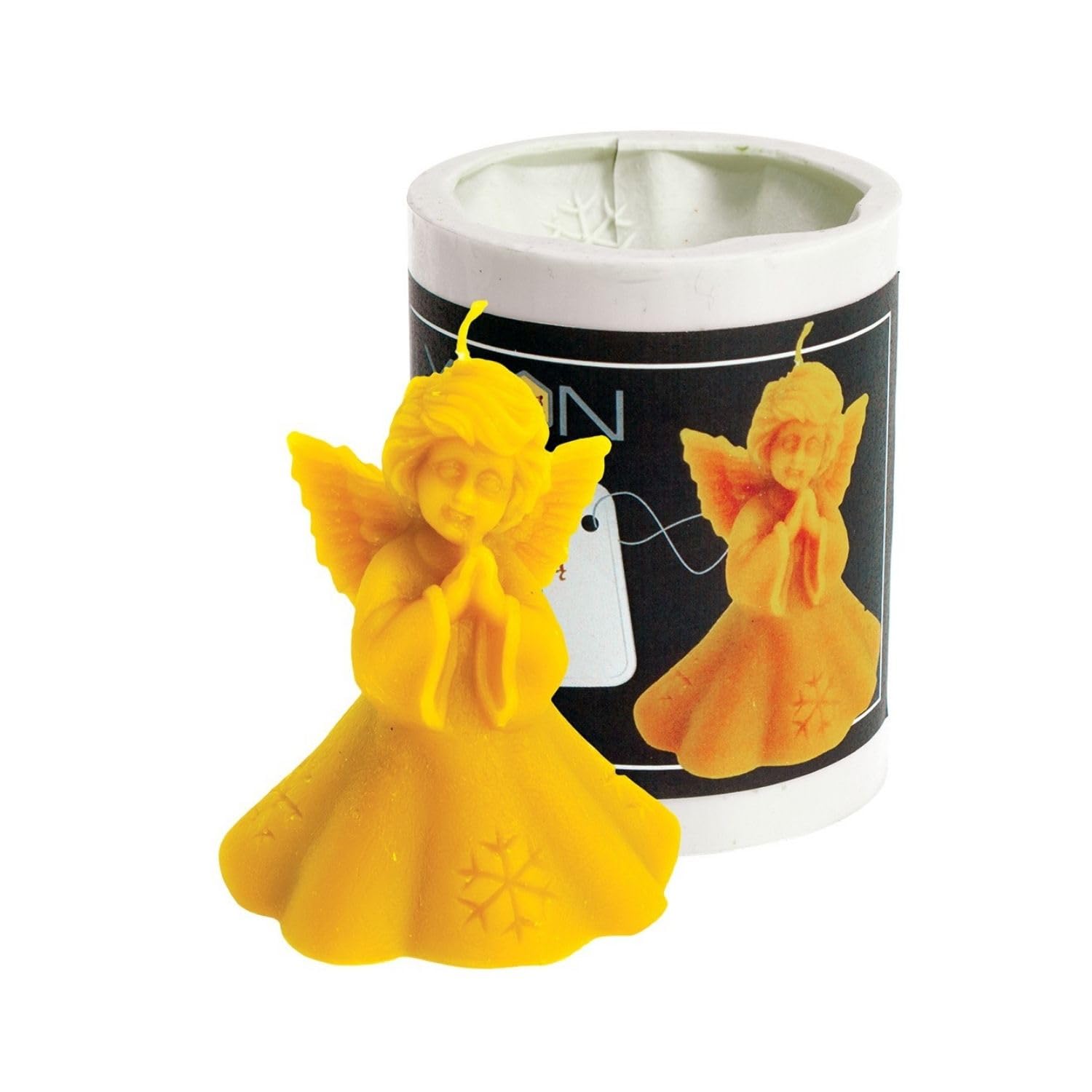 LYSON Kerzengießform Silikonform Engelchen mit einer Schneeflocke Höhe 10 cm Silikon Kerzenform für Sojawachs Bienenwachs Gips Seifer Aromatherapie Kerzenherstellung Bienenwachskerzen Geschenkidee