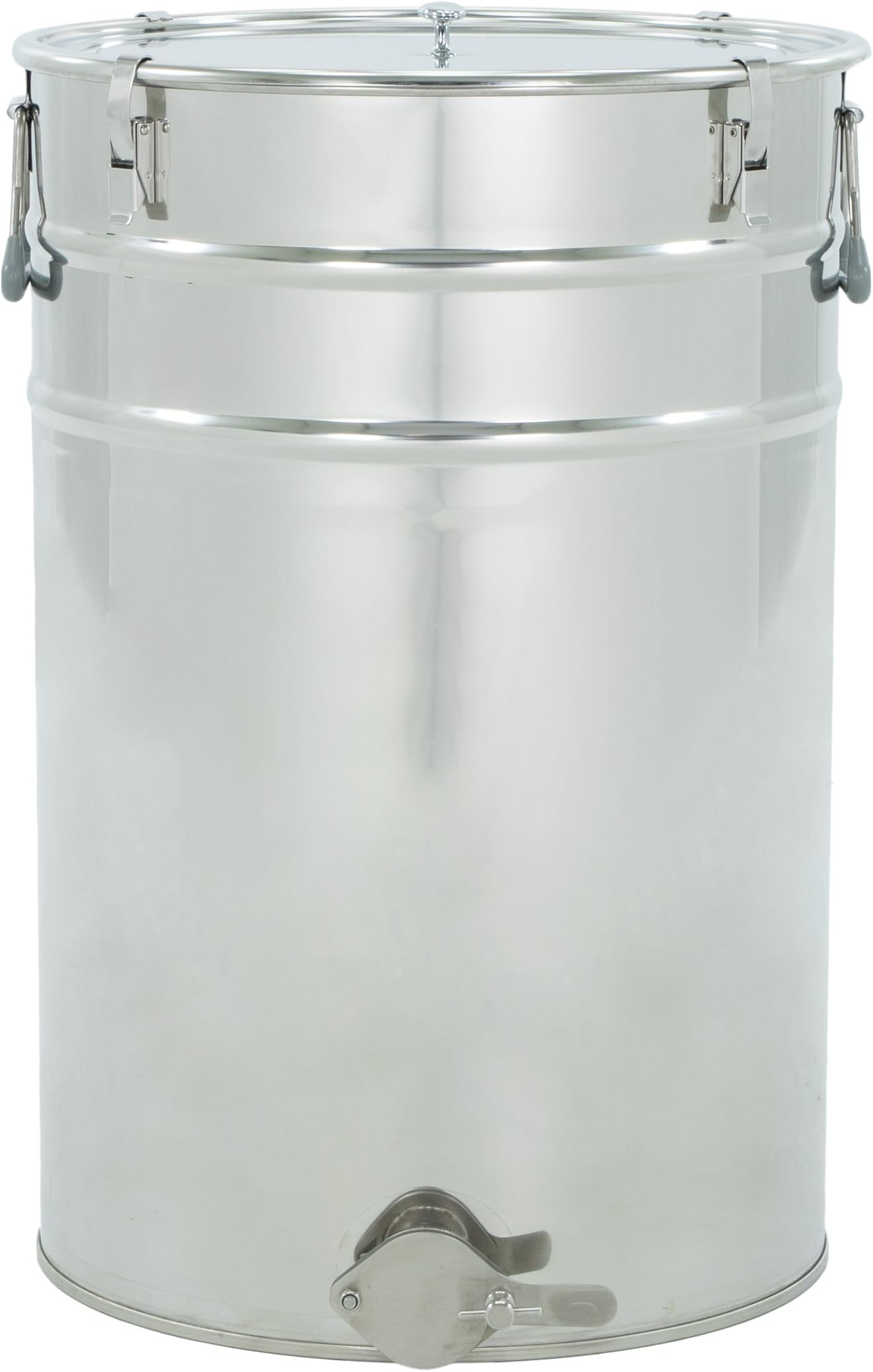 LYSON Abfüllbehälter 70l (ca. 100 kg) für Honig Abfülleimer mit rostfreiem Quetschhahn Edelstahl 6/4" Absetzbehälter zum Honigaufbewaren Abfüllkübel mit Deckel, Griffen, Halterungen und Dichtung
