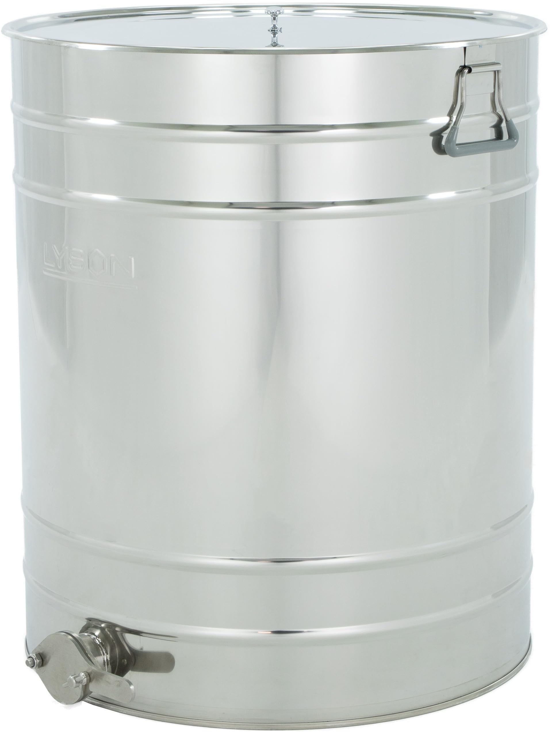 LYSON Abfüllbehälter 200l (ca. 280 kg) für Honig Abfülleimer mit rostfreiem Quetschhahn Edelstahl 2" Absetzbehälter zum Honigaufbewaren Abfüllkübel mit Deckel und Griffen - Image 2