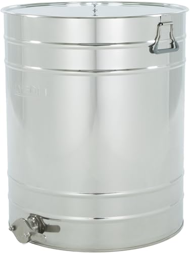 LYSON Abfüllbehälter 200l (ca. 280 kg) für Honig Abfülleimer mit rostfreiem Quetschhahn Edelstahl 2" Absetzbehälter zum Honigaufbewaren Abfüllkübel mit Deckel und Griffen - Image 3