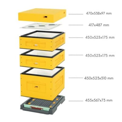 LYSON Bienenbeute Styropor Dadantbeute Dadant Blatt Beute OPTIMA Bienenstock-Set mit niedrigem Varroa-Kunststoffboden (GELB) für die Selbstmontage (Passende Rahmen:47×43,5x30cm;47×43,5x15,9cm) - Image 9