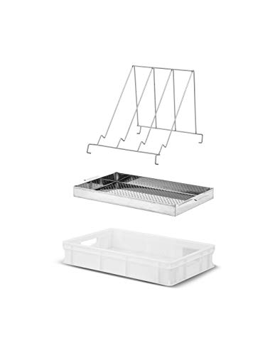 LYSON Entdeckelungsgeschirr Entdeckelungswanne aus Kunststoff mit Edelstahlsieb und Universalrahmenständer aus Edelstahl Imkereibedarf Imkerausstattung 10 cm hoch - Image 3