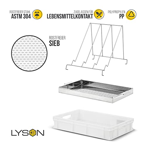 LYSON Entdeckelungsgeschirr Entdeckelungswanne aus Kunststoff mit Kunststoffsieb und Universalrahmenständer Imkereibedarf Imkerausstattung - Image 6