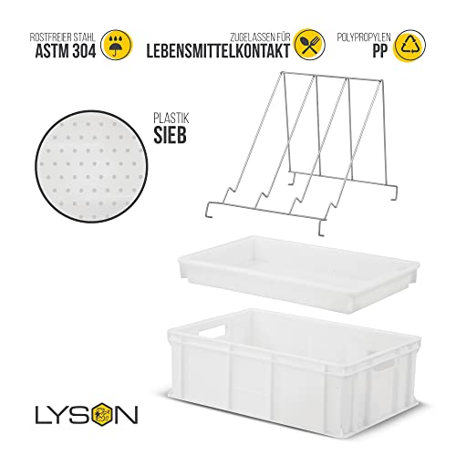 LYSON Entdeckelungsgeschirr Entdeckelungswanne aus Kunststoff mit Kunststoffsieb und Universalrahmenständer aus Edelstahl, 20 cm hoch Imkerzubehör Imkereiausstattung - Image 6