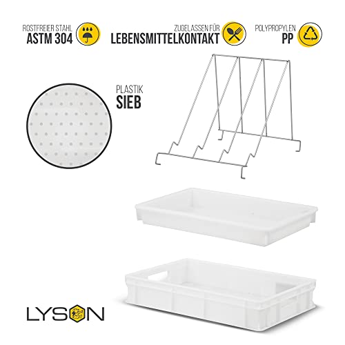LYSON Entdeckelungsgeschirr Entdeckelungswanne aus Kunststoff mit Kunststoffsieb und Universalrahmenständer aus Edelstahl Imkereibedarf Imkerausstattung 10 cm hoch - Image 7