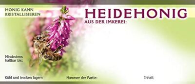 LYSON Honig-Etiketten selbstklebend 100 Stück (116mm x 50mm) Honigglas Honigetiketten Imkerei Bienen Heidehonig Etiketten für Honiggläser: 200/315/500/720/900/1000ml - Image 2