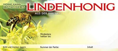 LYSON Honig-Etiketten selbstklebend 100 Stück (116mm x 50mm) Honigglas Honigetiketten Imkerei Bienen Lindenhonig Linde Etiketten für Honiggläser: 200/315/500/720/900/1000ml - Image 2