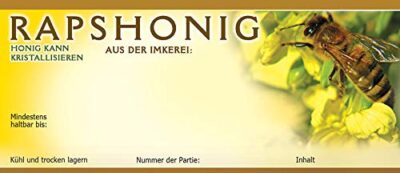 LYSON Honig-Etiketten selbstklebend 100 Stück (116mm x 50mm) Honigglas Honigetiketten Imkerei Bienen Rapshonig Etiketten für Honiggläser: 200/315/500/720/900/1000ml - Image 2