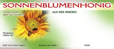 LYSON Honig-Etiketten selbstklebend 100 Stück (116mm x 50mm) Honigglas Honigetiketten Imkerei Bienen Sonnenblumenhonig Etiketten für Honiggläser: 200/315/500/720/900/1000ml - Image 2