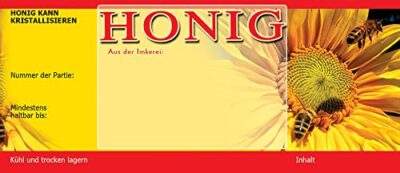 LYSON Honig-Etiketten selbstklebend 100 Stück (116mm x 50mm) Honigglas Honigetiketten Imkerei Bienen Universal Etiketten für Honiggläser: 200/315/500/720/900/1000ml - Image 2