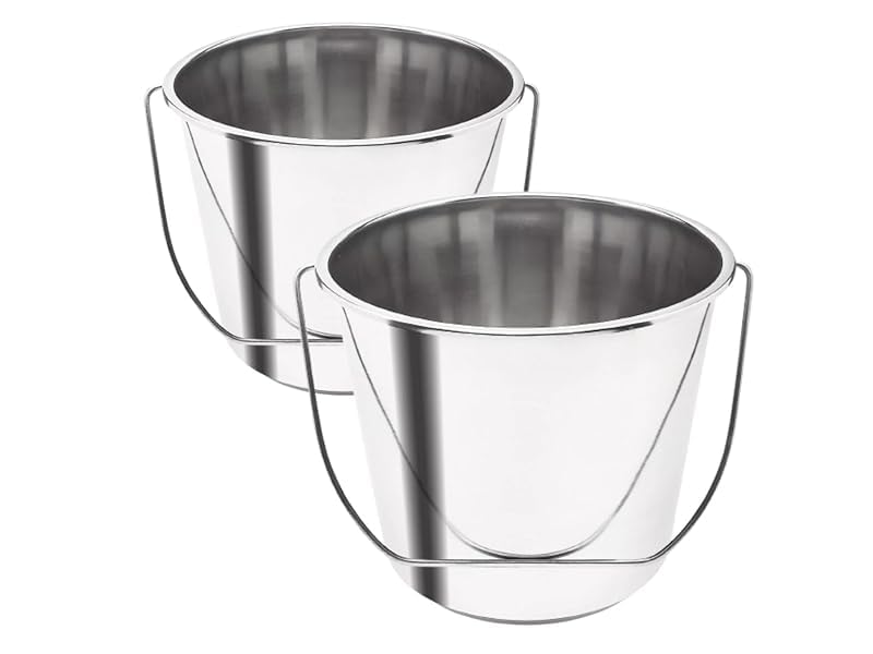LYSON Honigeimer Edelstahl Stahlkübel 15L mit Tragegriff Edelstahleimer Futtereimer Honigeimer Hobbock Metalleimer Robuster Zinkeimer Lebensmitteleimer Kücheneimer - Image 2