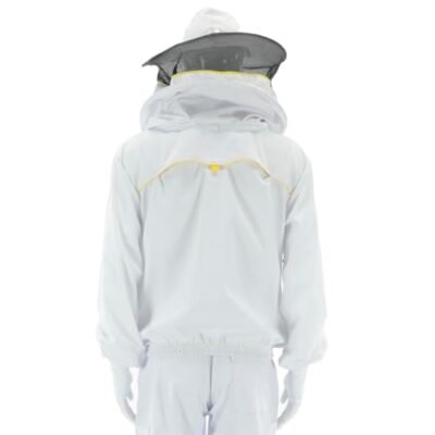 LYSON Imkerbluse mit abnehmbarem Hut/Imkerjacke mit Handstulpen mit Daumenloch Imkerbluse belüftet Professionelle Imkerbekleidung,Imkerjacke mit Reißverschluss PREMIUM (XL, Weiß) - Image 10
