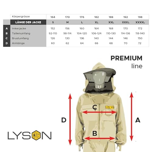 LYSON Imkerbluse mit abnehmbarem Hut/Imkerjacke mit Handstulpen mit Daumenloch Unisex Imkerbluse belüftet Professionelle Imkerbekleidung Imkerjacke mit Reißverschluss PREMIUM (L, Beige) - Image 6