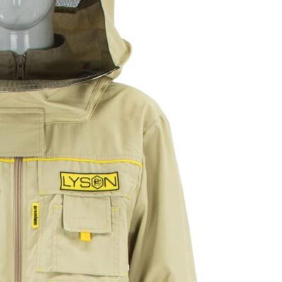 LYSON Imkerbluse mit abnehmbarem Hut/Imkerjacke mit Handstulpen mit Daumenloch Unisex Imkerbluse belüftet Professionelle Imkerbekleidung Imkerjacke mit Reißverschluss PREMIUM(S, Beige) - Image 10