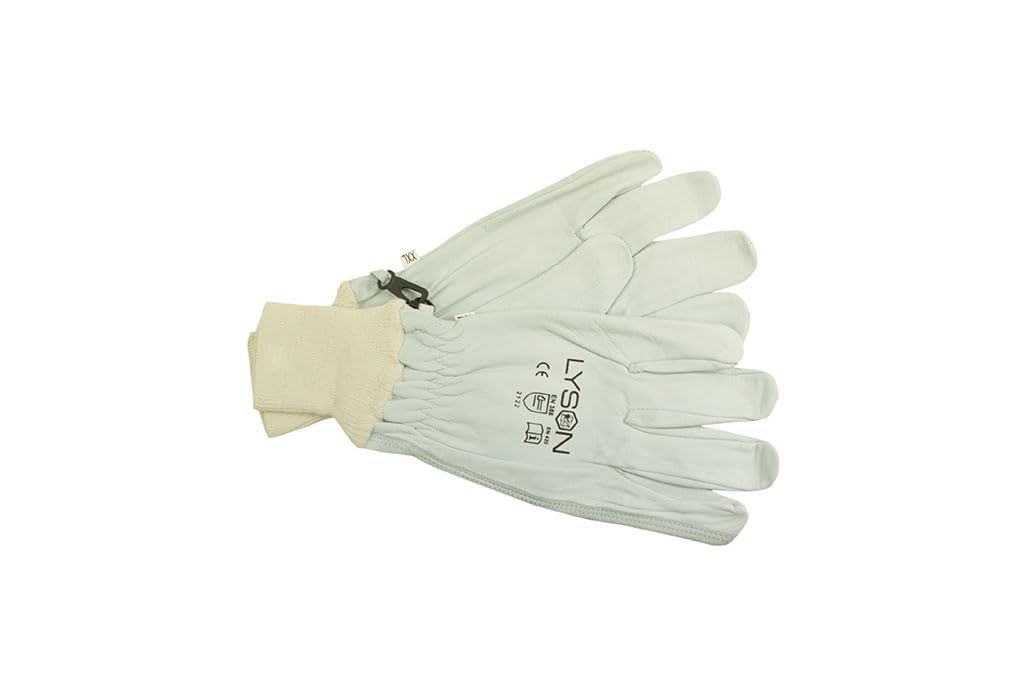 LYSON Imkerhandschuhe Kurze Handschuhe Imkerhandschuhe Leder Imkereibedarf Stichfeste Bienen Imker Imkerei Zubehör Gartenhandschuhe Weiß Größe L - Image 2