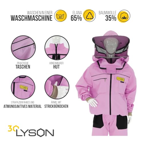 LYSON Imkerjacke mit Hut Imkerbluse Schutz vor Mücken und Insekten sportlicher Style – Imkerbekleidung Schutz vor Bienen Insekten Imkereibedarf Lila Größe S - Image 4