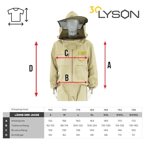 LYSON Imkerjacke mit abnehmbarem Hut, Imkerbluse mit Schleier, Schutzhemd für Imker Beekeeping Jacket Schutz gegen Bienen Insekten Imkerbekleidung Grösse S Imkereibedarf Imkerzubehör - Image 7
