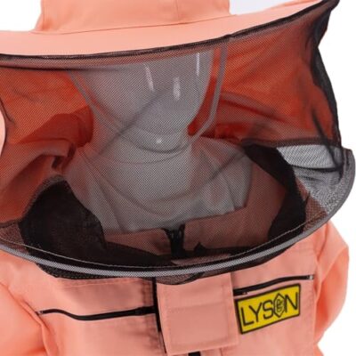 LYSON Kinderanzug mit abnehmbaren Hut Kinderoverall mit Schleier Kinderimkeranzug Schutzkleidung für Kinder, Imker Anzug Imkeranzug Schutz vor Bienen Lachsfarbe Grösse 152 - Image 10