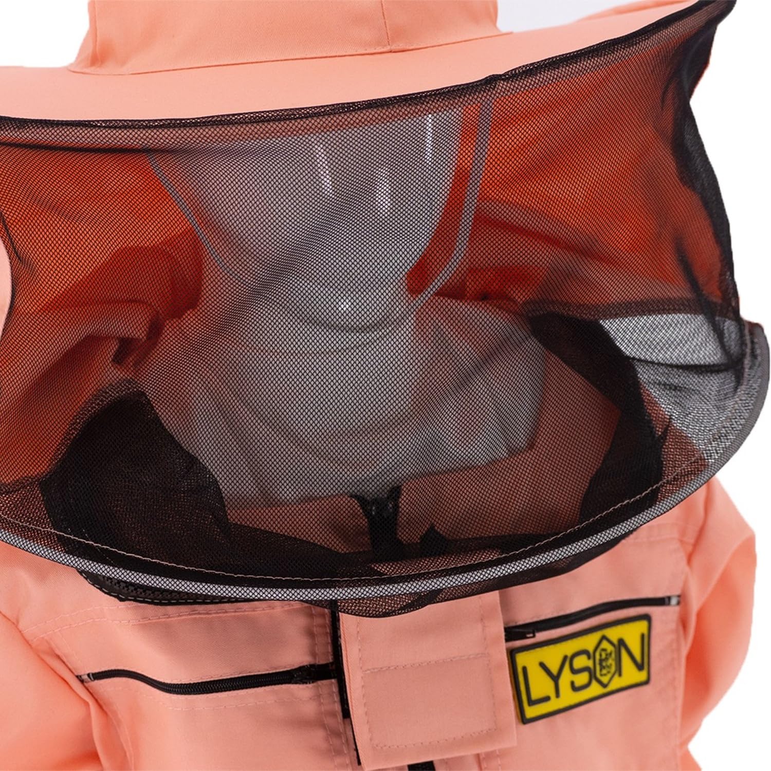 LYSON Kinderanzug mit abnehmbaren Hut Kinderoverall mit Schleier Kinderimkeranzug Schutzkleidung für Kinder, Imker Anzug Imkeranzug Schutz vor Bienen Lachsfarbe Grösse 152 - Image 8