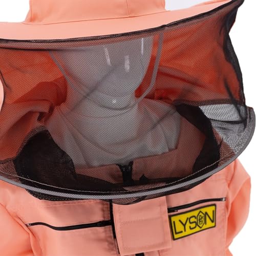 LYSON Kinderanzug mit abnehmbaren Hut Kinderoverall mit Schleier Kinderimkeranzug Schutzkleidung für Kinder, Imker Anzug Imkeranzug Schutz vor Bienen Lachsfarbe Grösse 152 - Image 9