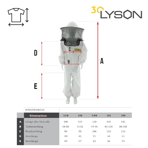 LYSON Kinderanzug mit abnehmbaren Hut Kinderoverall mit Schleier Schutzkleidung für Kinder, Imker Anzug Imkeranzug Schutz vor Bienen 128 - Image 6