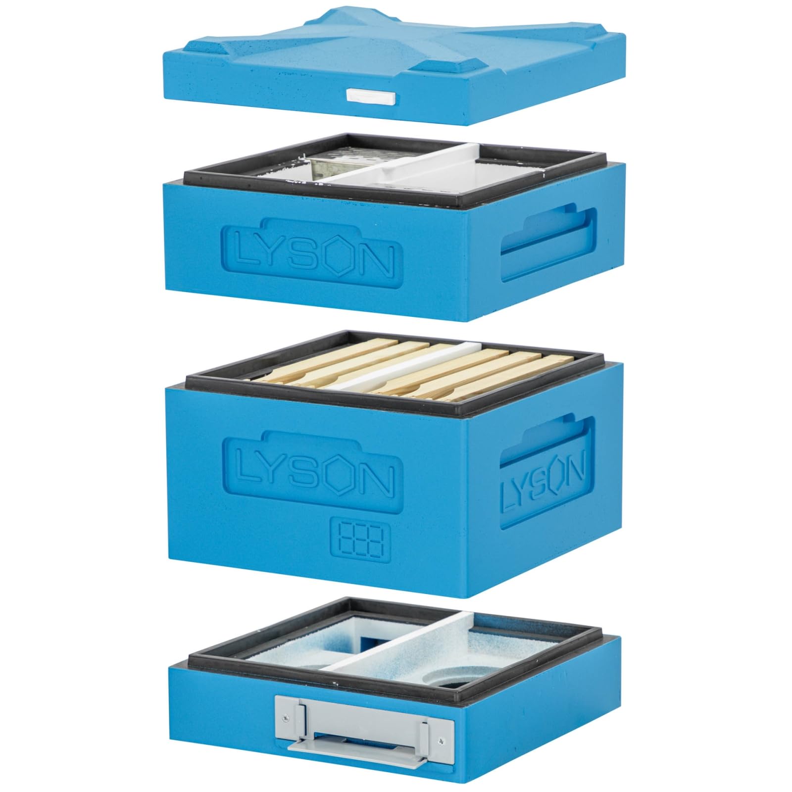 LYSON Mini Bienenstock Bienenbeute Dadant CLASSIC für Modulrahmen, Höhe 145 mm, lackiert (blau) - Image 2