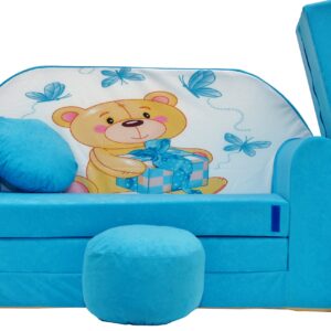 Pro Cosmo Kindersofa, Bett, Kindermöbel, inkl. Pufffe/Fußhocker und Kissen (B3)