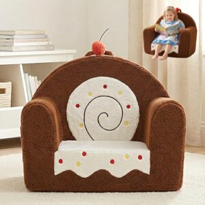 OUOZZZ Kindersofa Kindersessel ab 1 3 6 Jahre - Weich Sherpa Kindercouch Mini Couch für Kinderzimmer Mädchen und Jungen, Kuchen Braun