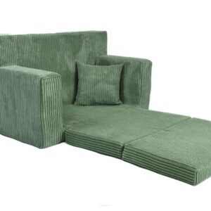 FORTISLINE Kindersofa ausklappbar aus Cord 83x47x43 cm - Kindercouch mit Liegefläche 112 cm, Kinderzimmer Sofa mit Kissen, Abnehmbarer waschbarer Bezug, Oeko-TEX Standard 100
