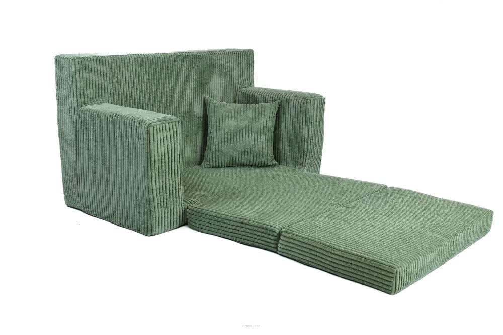 FORTISLINE Kindersofa ausklappbar aus Cord 83x47x43 cm - Kindercouch mit Liegefläche 112 cm, Kinderzimmer Sofa mit Kissen, Abnehmbarer waschbarer Bezug, Oeko-TEX Standard 100