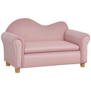 HOMCOM Kindersofa Kindersessel mit Stauraum Armlehne 2-Sitzer Kindercouch Liegecouch Relaxsessel Kinder Sofa für 3-5 Jahre Jungen und Mädchen Rosa