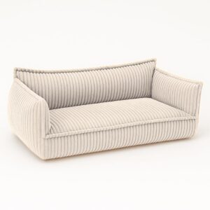 chilly pilley® Kinder Sofa aus weichem Cord – Bequeme Kindercouch mit abnehmbaren, waschbaren Bezügen – Erhältlich in vielen Farben, ideal zum Spielen, Lesen und Entspannen (Creme)